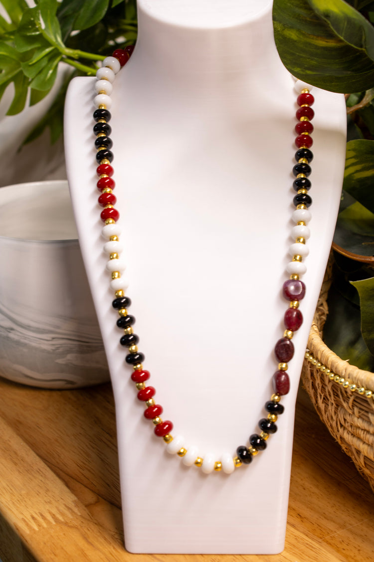 Go DAWGS | Handmade Red, Black & White Beaded Necklace