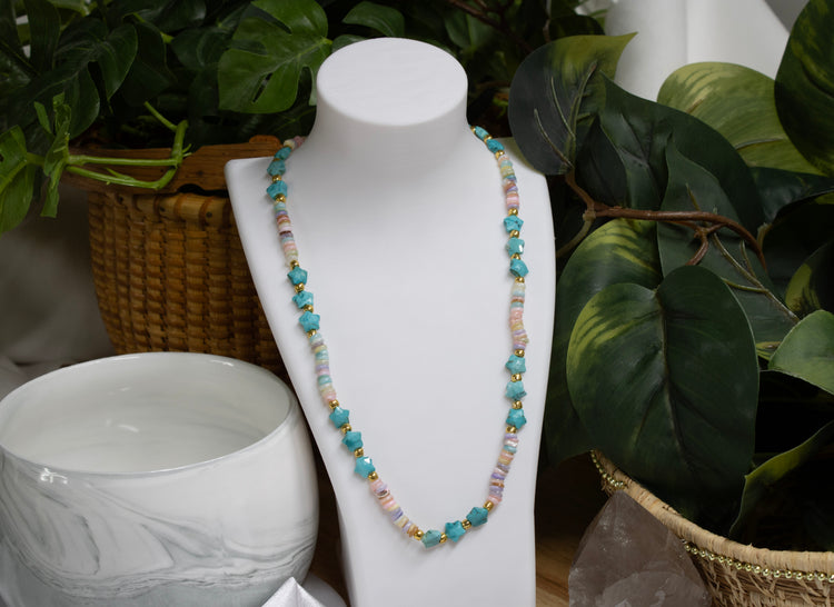Starlit Shores | Handmade Turquoise Star & Shell Beaded Necklace
