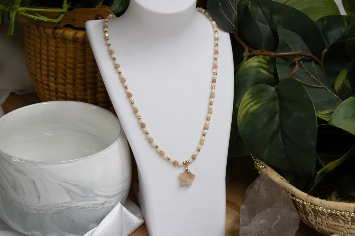 Moonstone Sands | Handmade Sunstone & Peach Moonstone Star Necklace