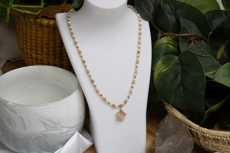 Moonstone Sands | Handmade Sunstone & Peach Moonstone Star Necklace