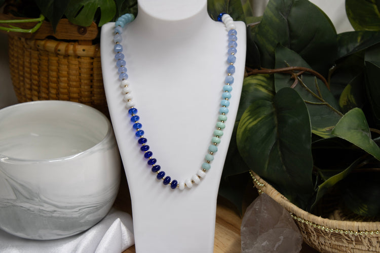 Blue Hour | Handmade Glass & Amazonite Beaded Necklace
