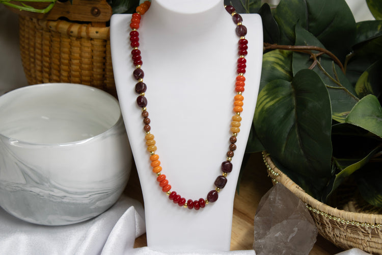 Falling Leaves | Handmade Glass & Goldstone Beaded Necklace